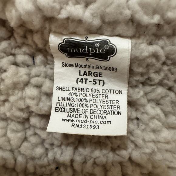 Mud Pie Vest Toddler Boys Large 4T 5T Gray Camouflage Sherpa Lined Plush Cozy - Picture 6 of 7